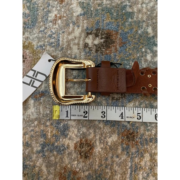 NWT B-Low the Belt Reese Western Perforated Laced Up Belt Brown Gold Medium - Picture 5 of 8